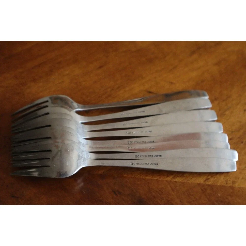 Lot 8x Imperial International IIC DAVOS Stainless Black Floral Salad Fork 6.25